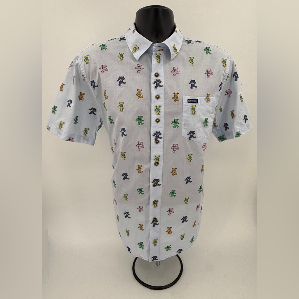 Grateful Dead Dancing Bears Stitch Logo Light Blue Shirt Section 119 Men’s Large